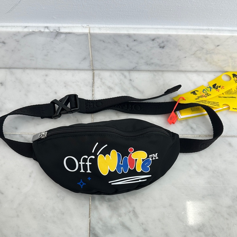 Off-White Black Waist Bag with Multicolor Logo
